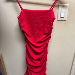 Oh Polly Hot Pink Ruched Mini Slip Dress